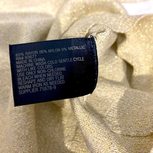 SHIMMERING METALLIC GOLD VINTAGE WORTHINGTON LIGHTWEIGHT SWEATER - Picture 6 of 6